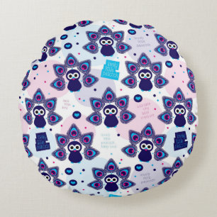 exotiskt india påfågelmönster rund kudde