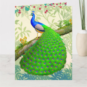 Exotiskt indiskt blått peacock Big Greeting-kort Kort
