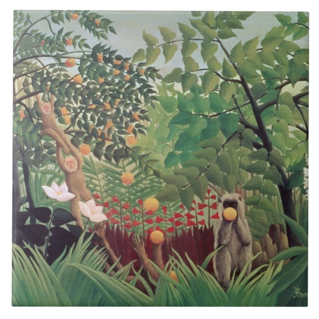 Exotiskt landskap, 1910 kakelplatta (Framsidan)