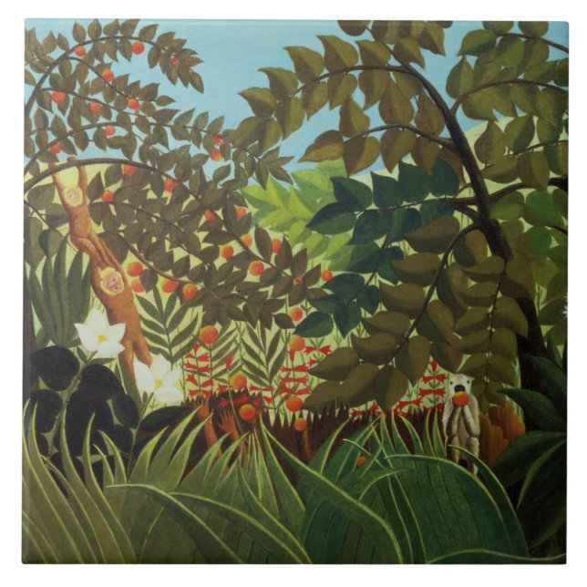 Exotiskt landskap kakelplatta (Framsidan)