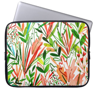 Exotiskt löv, blommor, regnskogspatt med vattenfär laptop fodral