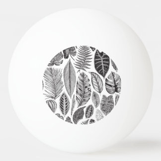 Exotiskt löv, vintagens blommigt svart och vit. pingisboll
