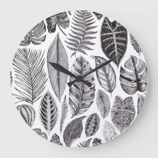 Exotiskt löv, vintagens blommigt svart och vit. stor klocka
