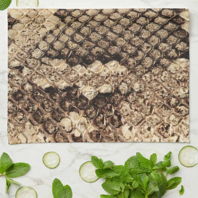 Exotiskt skaldjur för orm, mönster modernt fet sti kökshandduk (Vikta)