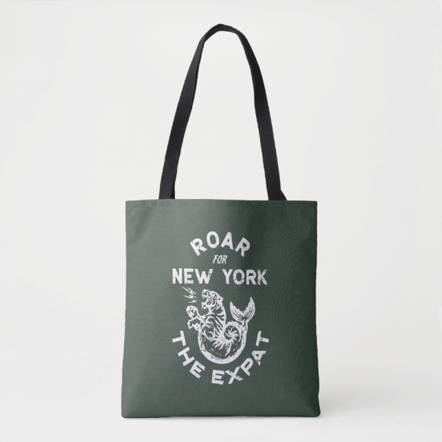 Expat Roar for New York (Grönt) Tygkasse (Framsida)