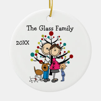 Expectant Couple Boy Two Dogs Julgransprydnad Keramik