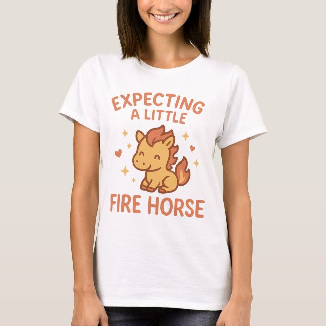 Expecting A Little Fire Horse Cute Maternity T Shirt (Framsida)