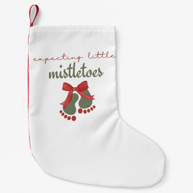 Expecting a Little Mistletoes Christmas Pregnancy Liten Julstrumpa (Framsidan)