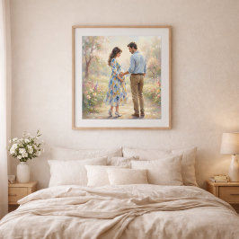 Expecting Couple Impressionist Style Art  Poster