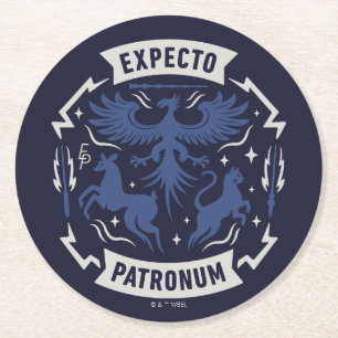 Expecto Patronum Vintage Silhuettgrafik Underlägg Papper Rund