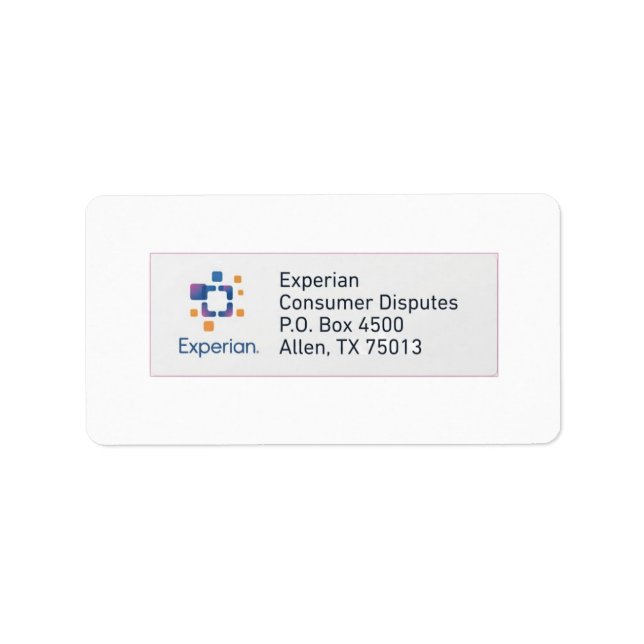 Experian adressetikett  (Framsidan)
