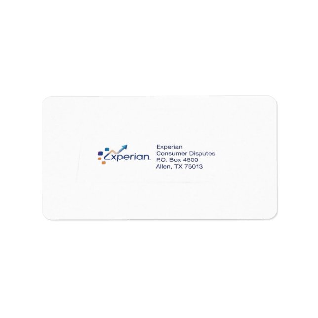 Experian postetiketter  adressetikett (Framsidan)