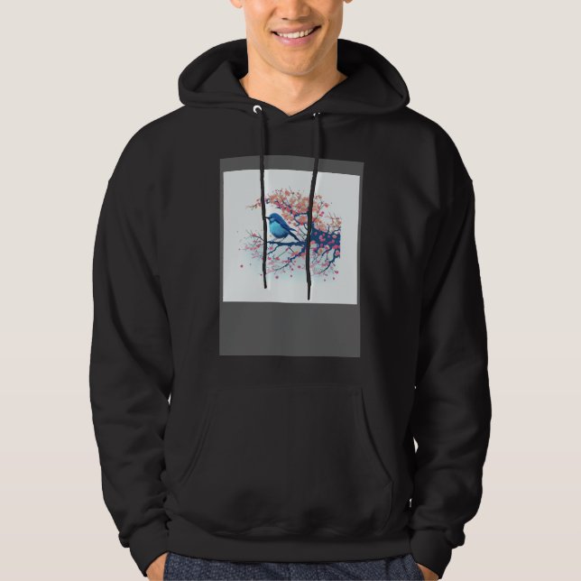 Experience Nature s Beauty with Blue Bird on Japan Hoodie (Framsida)