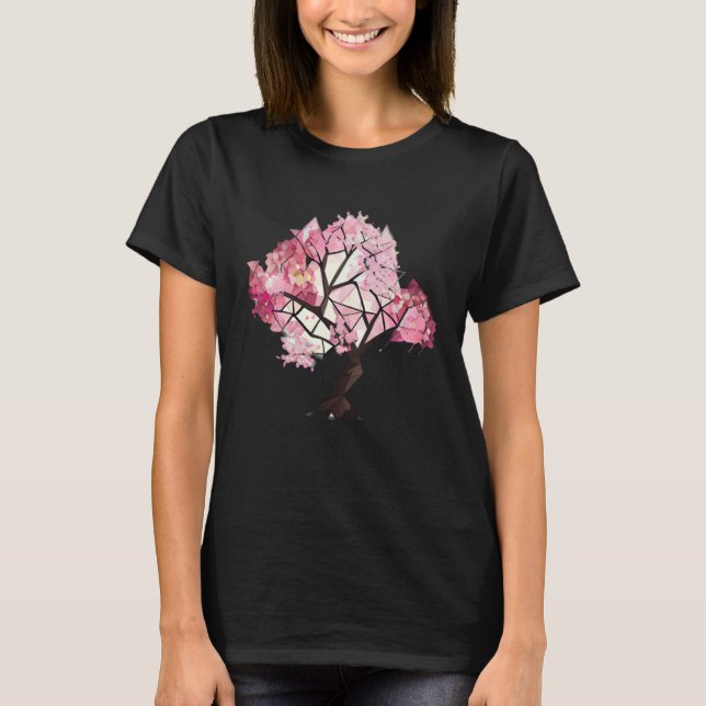 Experience the Magic of Cherry Blossoms Tree Geome T Shirt (Framsida)