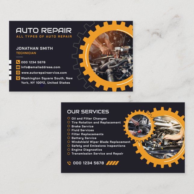 Expert Auto Repair, Biltjänst, Mekniker & Garage Visitkort (Fram/baksida)