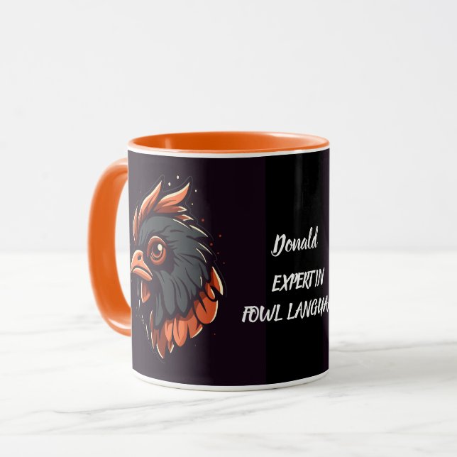 Expert på Fowl Language, Cockerels chef. Redigerba Mugg (Framsida vänster)
