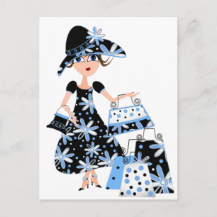 Expert Shopper in Blue Vykort