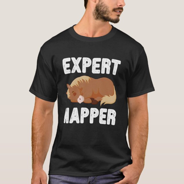 Expert Sovare Söt Sovande Häst Rolig Djurkonst T Shirt (Framsida)
