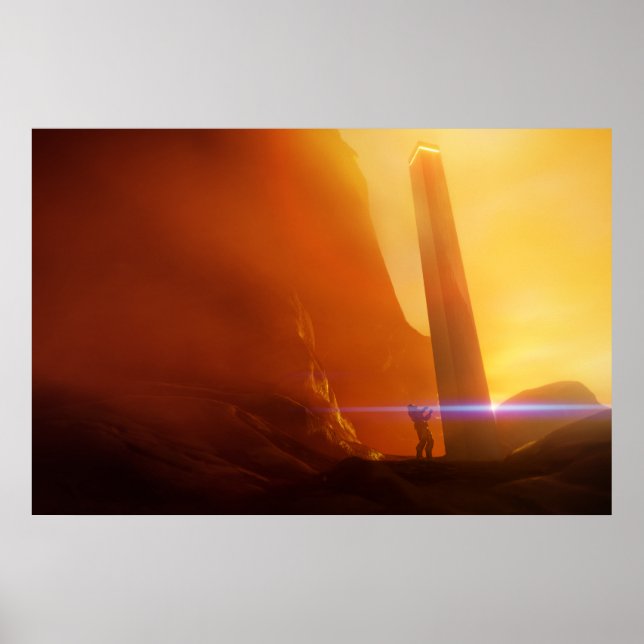 exploatör vid monolit science fiction art poster (Framsidan)