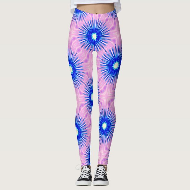 explodera blå stjärnor rosa leggings (Framsida)