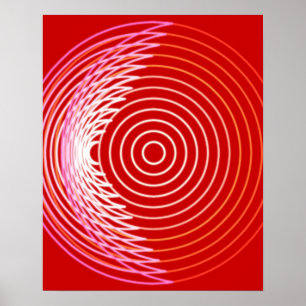 Exploderad Måne-form, korall, mörk röd Poster