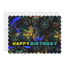 Exploderande exotisk födelsedagspresentkort med bl
