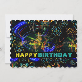 Exploderande exotisk födelsedagspresentkort med bl inbjudningar