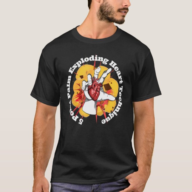 Exploderande hjärtteknik med 5 punkter Handflatan T Shirt (Framsida)