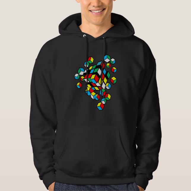 Exploderande, konkurrerande puzzle Cube Speed Cubi Hoodie (Framsida)