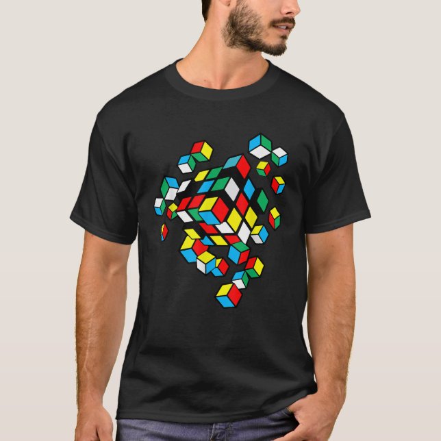 Exploderande, konkurrerande puzzle Cube Speed Cubi T Shirt (Framsida)
