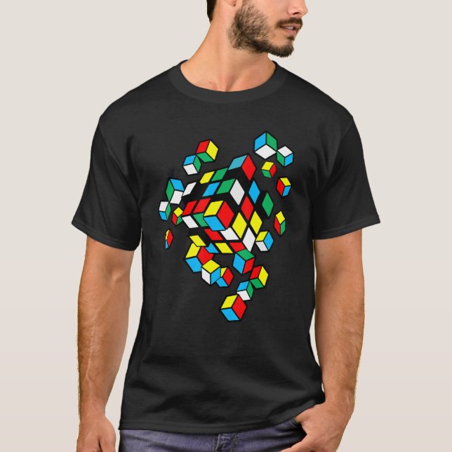 Exploderande, konkurrerande puzzle Cube Speed Cubi T Shirt (Framsida)