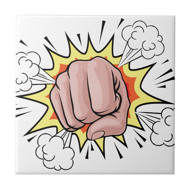 Exploderande näveillustration kakelplatta (Framsidan)