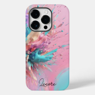 Exploderande Paint Abstrakt Rosa Turcouise Lilac