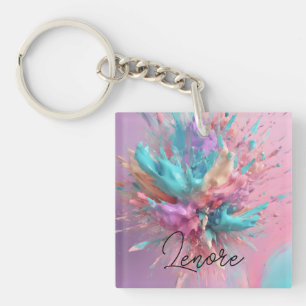 Exploderande Paint Abstrakt Rosa Turcouise Lilac