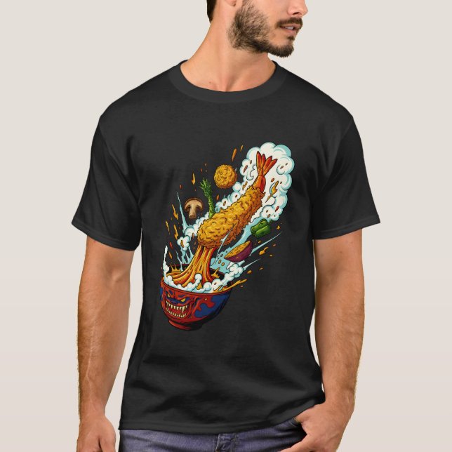 Exploderande Tempura Monster Bowl Japansk Matkonst T Shirt (Framsida)