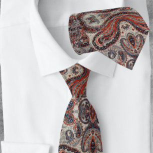 Exploderat Paisley Mönster Blommigt Red Grått Slips
