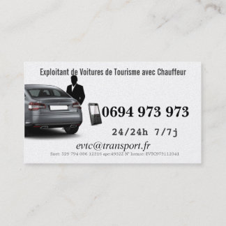 Exploitant de Voitures de Transport avec Chauffeur Visitkort