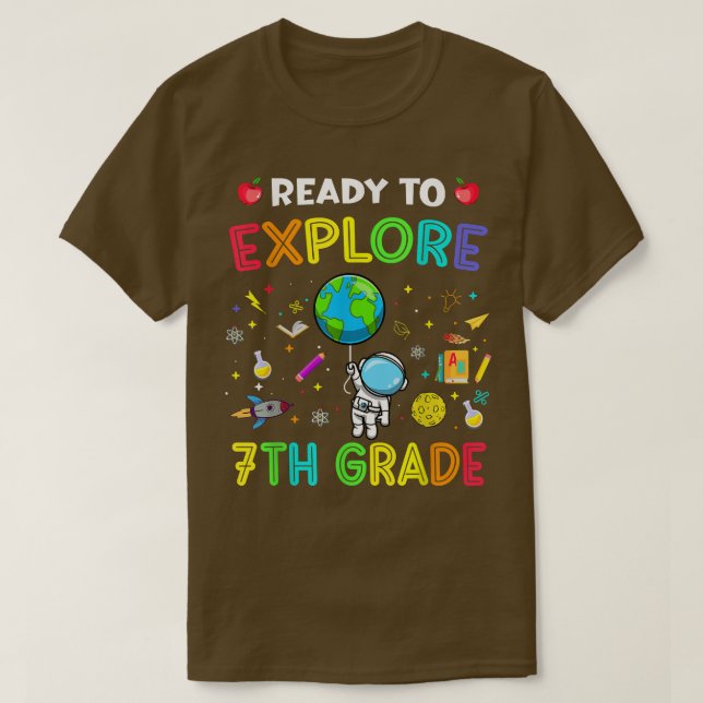 Explore 7th Grade Back To School Astronaut Space E T Shirt (Design framsida)