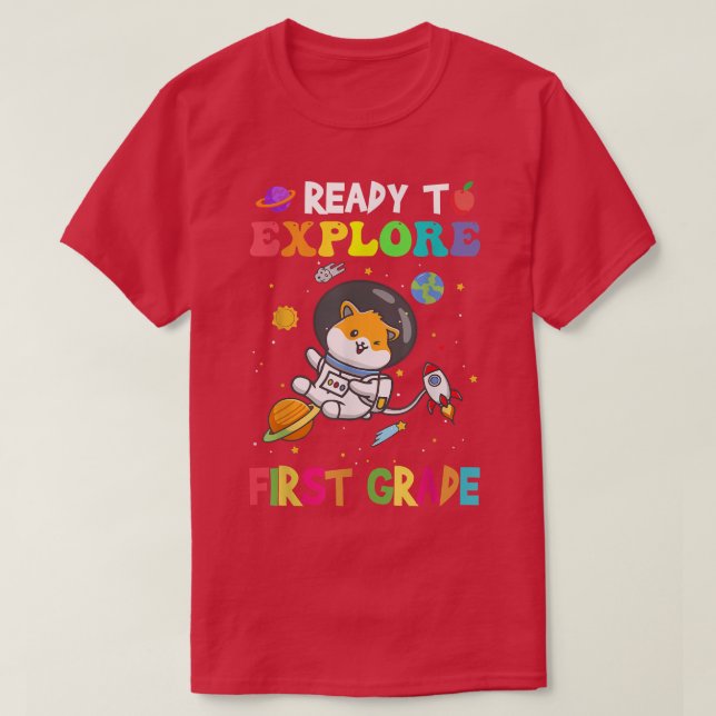 Explore First Grade Back To School Astronaut Space T Shirt (Design framsida)