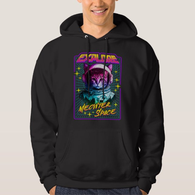 Explore Meowter Space  80s Style Astronaut Space C Hoodie (Framsida)