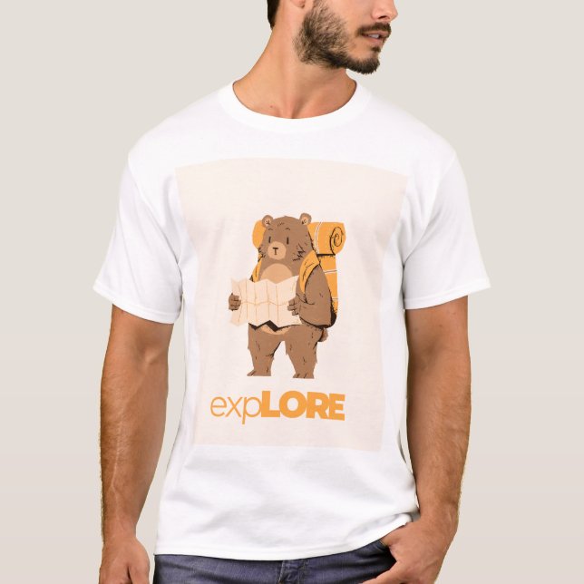 Explore More | Cute Hiking Bear Adventure T-Shirt (Framsida)