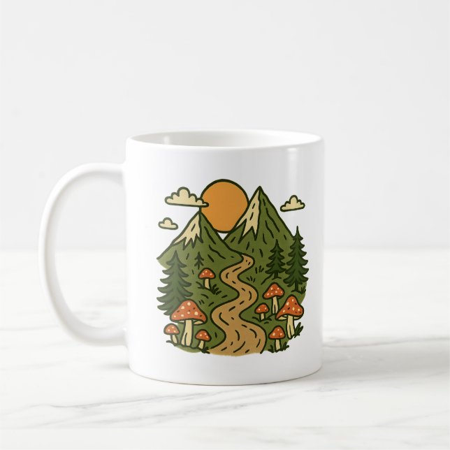 Explore More Mountains | Mushroom Hiking Adventure Kaffemugg (Vänster)