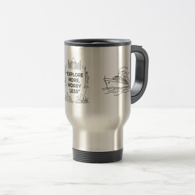 Explore More Worry Less Tumbler–Minimal Adventure Resemugg (Framsida höger)
