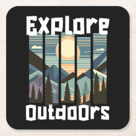 Explore Outdoors Landschafts Grafik Underlägg Papper Kvadrat