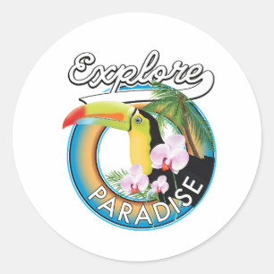 Explore Paradise Travel logotypserie tecknad Runt Klistermärke