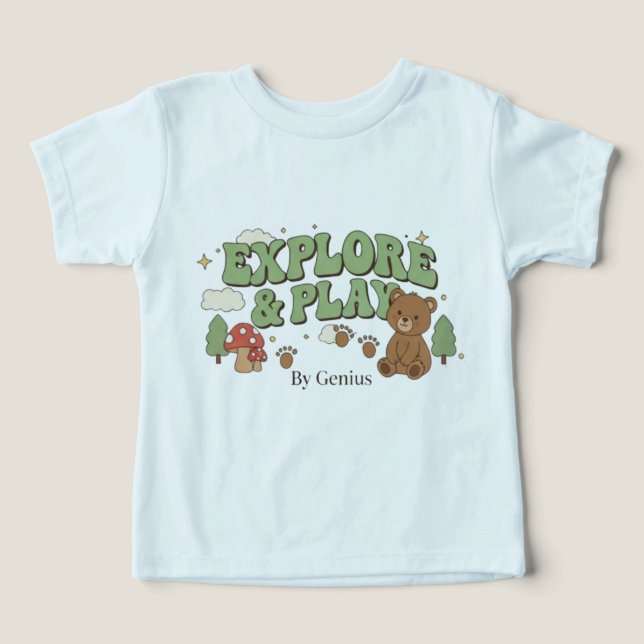 Explore & Play T-Shirt, Groovy Retro Forest Bear C T Shirt (Design Framsida)