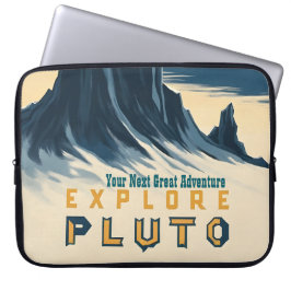 Explore Pluto Vintage Travel Poster - Retro Space Laptop Fodral