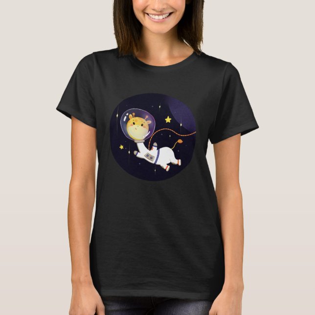 Explore the Universe Cute Baby Giraffe Astronaut G T Shirt (Framsida)