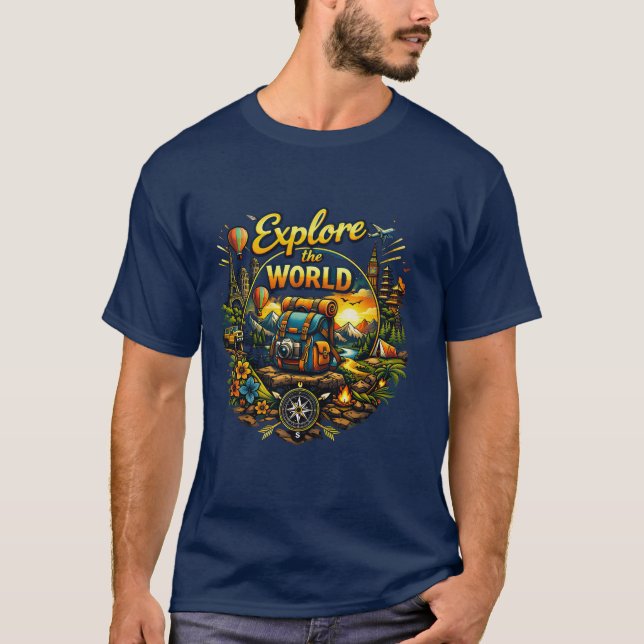 Explore The World – Travel Adventure Design T Shirt (Framsida)