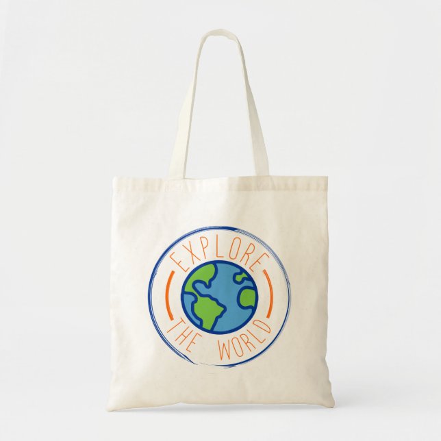 Explore the world travel sticker tygkasse (Framsidan)